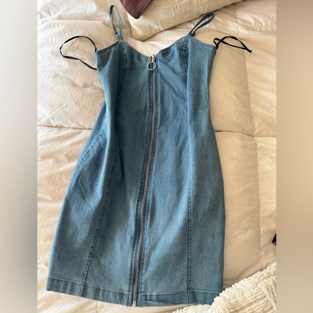Denim zipper dress